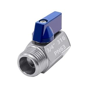 Beduan 3/4" Mini Ball Valve, 316 Stainless Steel Female x Male NPT Thread Shut-Off Valve(Pack of 1)