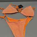 ZAFUL Women Triangle String Two Piece Bikini Fishnet Mesh Tie Shell Decor Tanga 2 Piece Swimsuit (Medium)