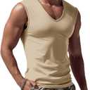 ZIWOCH Men's V Neck Tank Top Lightweight Athletic Solid Sleeveless T-Shirt, M