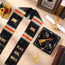 Dunzoom 2026 Kente Graduation Stole and Cap Black Girl Magic Stole Sash African Inspirational Custom Women