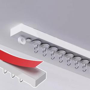 No Drill Self Adhesive Curtain Track Ceiling or Wall Mount(6x16 inch/8FT)- Ceiling Curtain Track, Adhesive Curtain Rod For Windows- Easy to install curtain rails.
