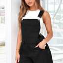 Lepunuo Rompers for Women Denim Overalls Summer Adjustable Casual Loose Fit Bib Jeans Short Jumpsuits Outfits (Black, S)