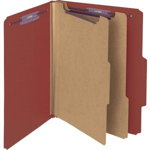 Smead Pressboard Classification File Folder with SafeSHIELD Fasteners, 2 Dividers, 2" Expansion, Letter Size, Red, 10 per Box (14075)
