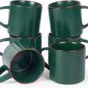 famiware Coffee Mugs Set of 6, Nebula 14oz Coffee Mugs, Ceramic Cup Set with Handle for Latte, Tea, Milk, Cappuccino, Cocoa, Dark Green