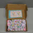 GRACIAS 4 Players Mahjong Block Set, 128 Pink Tiles(1.18) with Animal and Food Pattern, Portable Mahjong Set with A Carry Bag, Mahjong Tile Game
