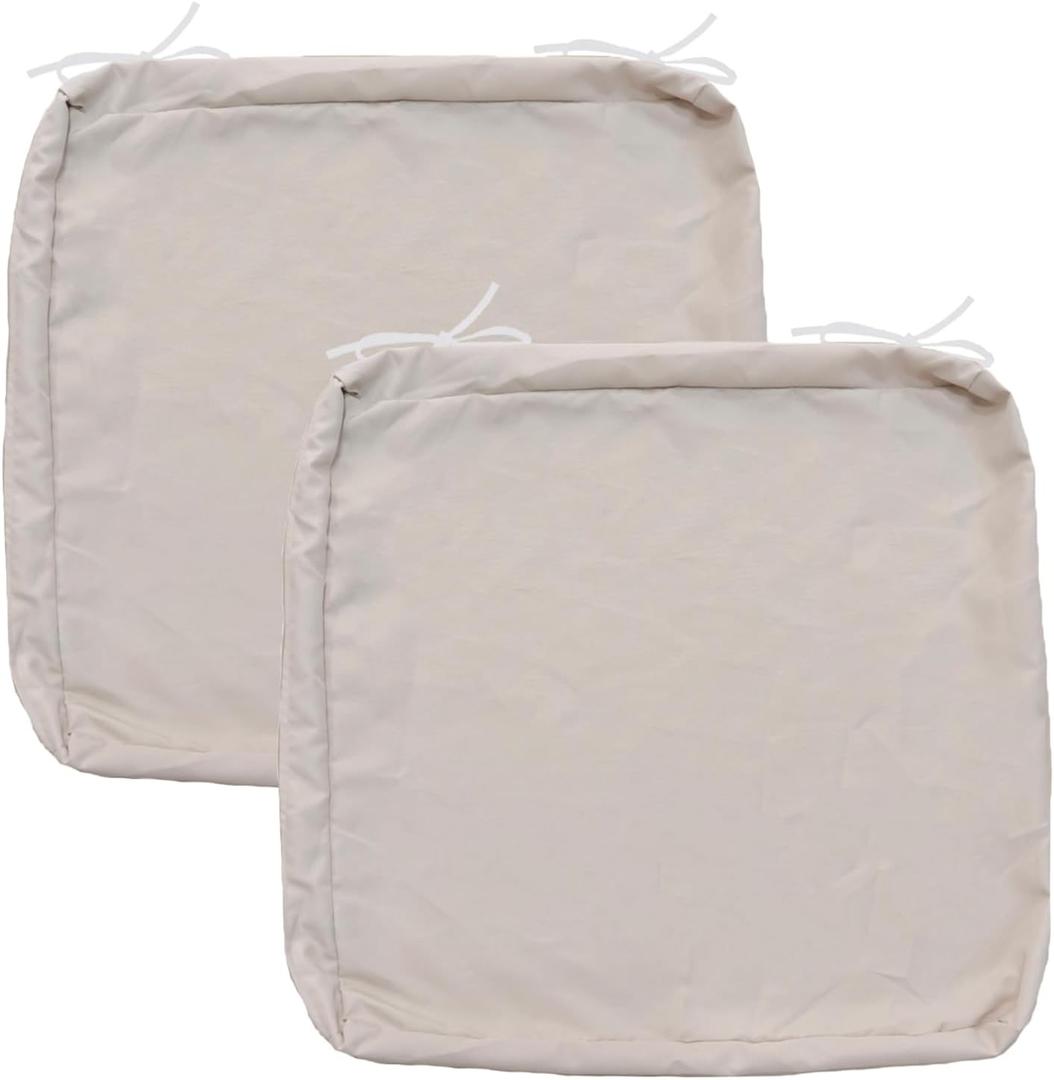 FLYMEI Patio Cushion Covers 18x18x2 Waterproof Outdoor Cushion Cover Replacement 2Packs Outdoor Seat Cushion Slipcover for Rattan Chair Sofa, Apricot