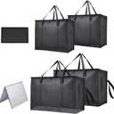 4-Pack Insulated Food Delivery Bags  2 XXXL & 2 XL Reusable Hot & Cold Thermal Bags with Removable Base Plates  Catering, Pizza Delivery, Grocery & Travel