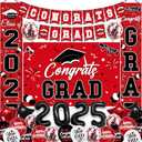 NUTTYBASH Graduation Decorations Class of 2025, Red Graduation Party Decorations Set Includes Congrats Grad Backdrop Banner, 2025 Foil Balloons and Latex Balloons, Graduation Party Supplies