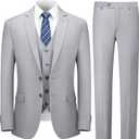 Cooper & Nelson 3 Piece Mens Suit Set 2 Button Slim Fit Suits for Men Business Wedding Party Tuxedo Jacket Vest Pants and Tie, small