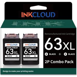 INKCLOUD Compatible Black Ink Cartridges Replacement for HP 63XL for HP 3830 5255 5258 4520 4512 4513 45161112 1110 3630 3632