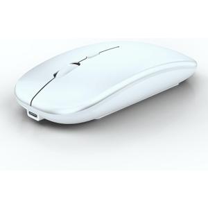 Wireless Bluetooth Mouse Rechargeable Laptop Mice Silent Slim Use(BT5.2 and 2.4G Portable USB Receiver) Dual Mode Computer Mouse for Laptop/iPad/Tablet/Apple/Computer/Mac(Bright White)