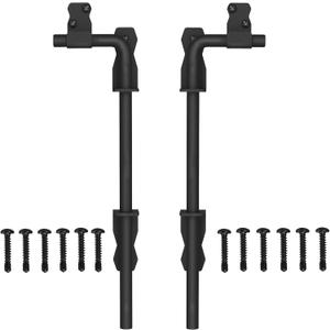 Sdstone 12 Inch Heavy Duty Cane Bolt Gate Drop Rod Hardware Ground Latch for Wooden Fences,Metal Gates Doors Stopper for Gate Ground (Black Finish,2 Pack)