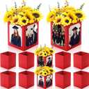 Spiareal 12 Pcs Graduation Box Centerpieces 6/7 Inch Photo Display Congrats Grad Party Favor Gift College Picture Box Photo Props Frame for Graduation Table Decoration(Red)
