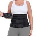 Postpartum Belly Band Abdominal Binder Post Surgery, for Natural Delivery & C-Section Recovery, 9.7" High Adjustable Compression Belly Wrap,Polyester Made with Bamboo Charcoal Fiber(Black, Large)