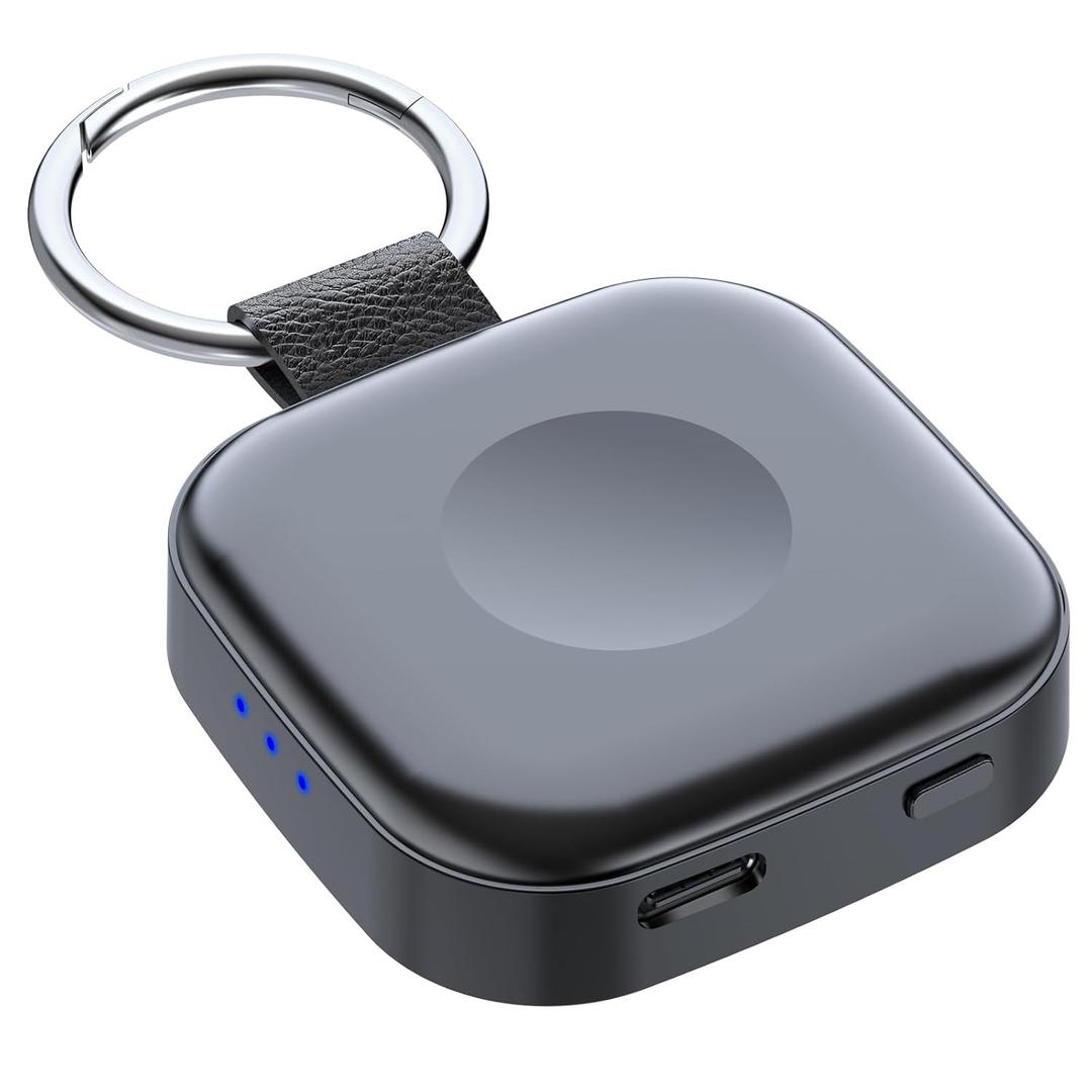 Temdan Portable Wireless Charger for Apple Watch Magnetic iwatch Charger 1200mah Power Bank Camping Travel Essentials Camping Watch Charger for Series 10/9/8/7/6/Se/5/4/3/2/1/Ultra/Ultra 2-Black