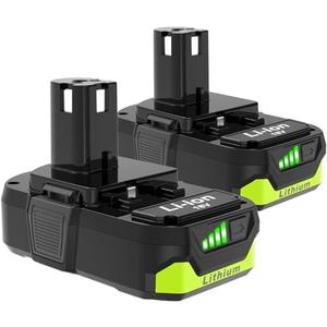 Koedsion 2-Pack 18V 3.0Ah Extended and Reliability Batteries Replacement for Ryobi 18V Battery, Compatible with Ryobi one+ 18V Cordless Power Tools and Chargers (Matte Black)