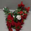 HUAESIN Poinsettias Artificial Christmas Flowers Cemetery Silk Christmas Floral Arrangements with Lily Rose Red Holly Berries Winter Flowers Christmas Picks for Xmas Home Vase Table Grave