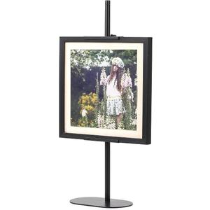 Adjustable Tabletop Easel Stand with A4 (8.26 x 11.7 Inch) Acrylic Magnetic Picture Frame, Black Aluminum Alloy Sign Stand, Art Poster Easel for Photo, Painting, Advertisement