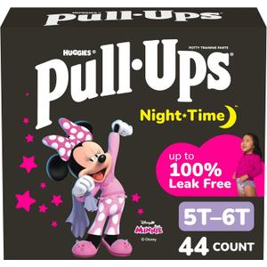 PullUps Girls' NightTime Potty Training Pants, Size 5T6T Overnight Training Underwear (4660 lbs), 44 Ct