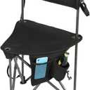 PORTAL Extra Large Quick Folding Tripod Stool with Backrest Fishing Camping Chair with Carry Strap (Black)