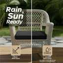 Outdoor Chair Cushions, Water-Resistant & Fade-Resistant, Patio Furniture Square Seat Replacement Chair Pads with Ties Zipper, Removable Cover, Non-Slip Bottom, Set of 4, 22 x 22 Inch, Black