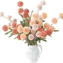 Floroom 9pcs Burnt Orange Peach Mix Faux Silk Mums Artificial Flowers, Bulk Fake Small Mini Chrysanthemums with Stems for DIY Wedding Centerpieces Floral Arrangements Vase Fillers Home Decorations