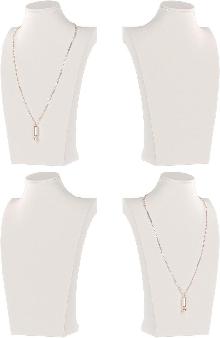 Necklace Bust Display Stand, Necklace Holder, Pendant Chain Necklace Organizer for Women (Beige Velvet, S 4PCS)