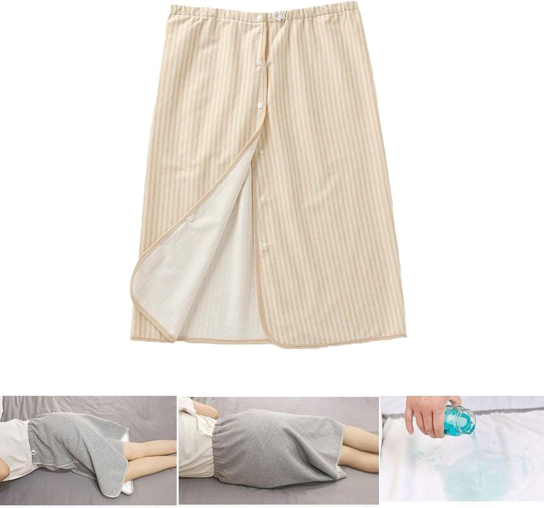 Unisex Full Open Adult Diaper Skirt, Waterproof, Adjustable Reusable Incontinence Diaper Skirt for Adults, Elderly, Children (Yellow, XL)