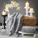 SmoothNovelty 2 Pcs Quality Floral Jacquard Hand Towels Set for Bathroom Gray Hand Towels 100% Cotton Absorbent Decorative Weave Bath Decor Neutral Bathroom Decor Gift, 13.7 x 29.5 Inch