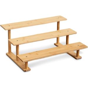 CROISSANT Bamboo and Wood 3 Tier Cupcake Stand, Food Display Risers for Party , Statues and Lego Displays, Cologne Stand, Perfume Display Stand 3 Tier 1 Pack