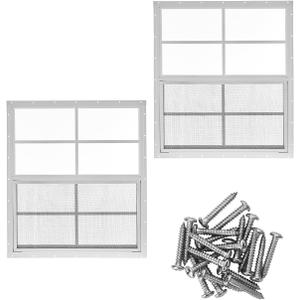 24x27 Inch Aluminum Shed Window with Tempered Glass and Screen - Sliding Design for Ventilation and Light in Sheds, Chicken Coops, Storage Rooms