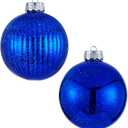 Large Christmas Ball Ornaments, Oversized Shatterproof Plastic Decorative Hanging Mercury Ornaments Ball for Xmas Holiday Party Decorations (Blue, 6.0")