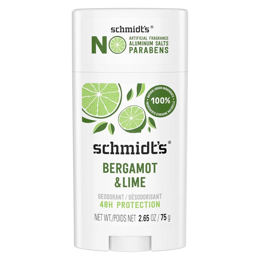 Schmidt's Aluminum Free Natural Deodorant Bergamot & Lime 2 count For Women and Men, with 24 Hour Odor Protection, Certified Cruelty Free, Vegan Deodorant, 2.65 oz