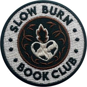 2 x Slow Burn Book Club Patch, Size 3" Sew On Patches, Romance Embroidery Fabric Patches for Clothes Jeans Backpacks Hats, Heart Fire Embroidery Iron On Patches for Clothes, Fantasy Reader Gifts