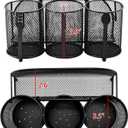 Silverware Organizer Utensil Caddy - 4 Compartment Metal Cutlery Holder Flatware Storage Basket Fork Spoon Napkin Paper Plate Kitchen Countertop Party Picnic Camping Buffet Outdoor (Black)
