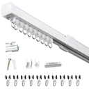 37-73in Telescopic Ceiling Curtain Track System for Curtains,Retractable Measurement Free Heavy Duty Curtain Rail Track Set as Room Divider,Adjustable Sliding Wall Mount Aluminum Curtain Track