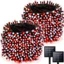 2 Pack 480 LED Solar Chrismas Lights Outdoor, 170 FT Super Long Solar String Lights for Outside with 8 Modes & Memory Function, Waterproof Twinkle Light for Xmas Tree Party Decorations (Red and White)