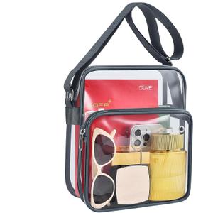 MAY TREE Clear Messenger Bag Stadium Approved Clear Bag Purse for Stadium Events Concert Sport Work