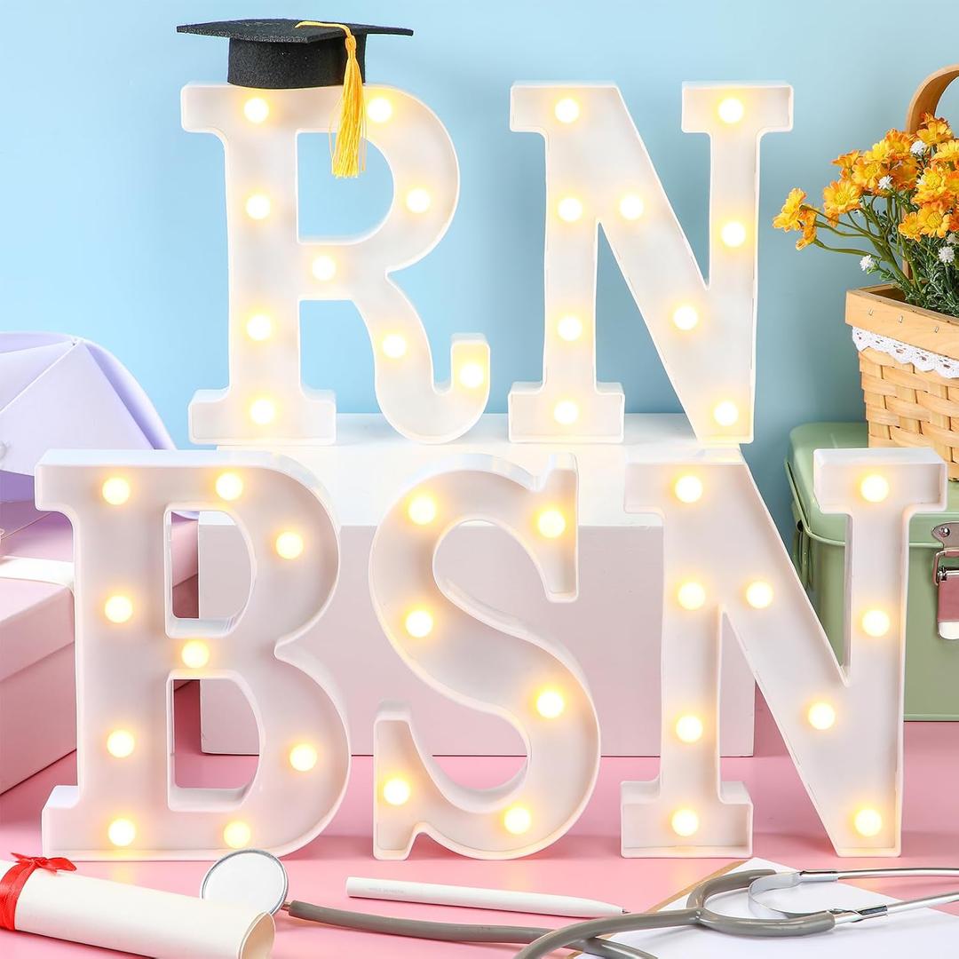 Rossesay RN BSN Graduation LED Marquee Light up Letters 2026 Graduation Party Decor for Nurse Grad Wall Table Decor Party Supplies