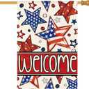 AVOIN colorlife Patriotic 4th of July House Flag 28x40 Inch Double Sided Outside, Welcome American Stars and Stripes Yard Outdoor Decoration