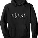Musician Clothing Heartbeat Music Notes Pullover Hoodie, Small