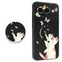 EMUYGIU Printed TPU Case for Google Pixel 10A, Black Shockproof Protective Phone Cover with Colorful Design, Slim Lightweight Drop Protection, Precise Cutouts (Butterfly Cat with Holder)