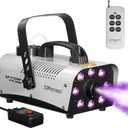 Smoke Machine, 500+ Watts Fog Machine with 8 LED Par Lights, Wireless Remote, Auto Mode-Perfect for Party Halloween Wedding Gender Reveal and Stage Effect (XF-10/500W+)