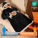Giggling Getup Wearable Blanket Hoodie for Women Men Gifts for Women Mom Wife Sherpa Fleece Long Hooded Blanket Sweatshirt Cozy Sherpa Wearable Throw with Pocket & Sleeves for Adult Standard Black (Black)