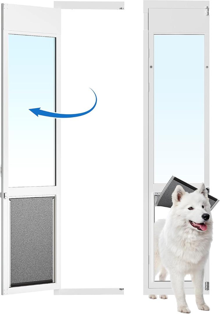 XLarge Dog Door for Sliding Glass Door,Openable Pet Door for Sliding Glass DoorsAll-Metal Framed & Panel & Lock,Adjustable 75 7/8" to 81" Slider Height -Extra Large, Xlarge - 1 Flap