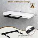 Floating Shelves for Wall(Set of 2)-24 Inch White Wood Wall Shelf with Invisible Brackets for Bathroom,Bedroom,Drawingroom,Kitchen for Decor(White,2pcs), 7.8"D x 24"W x 1.73"H