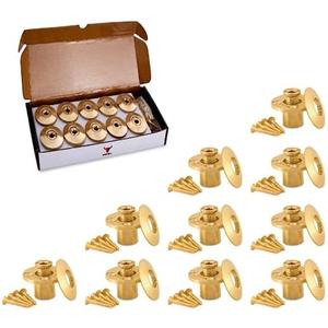 Wood Deck Brass Anchor with Collar for Pool Safety Cover. Universal Replacement for All Major Brand In-ground Swimming Pool Safety Covers (10 Pack)