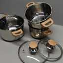 Daniks Oslo 6-Piece Stainless Steel Cookware Set with Glass Lids, Tri-Ply Bas...