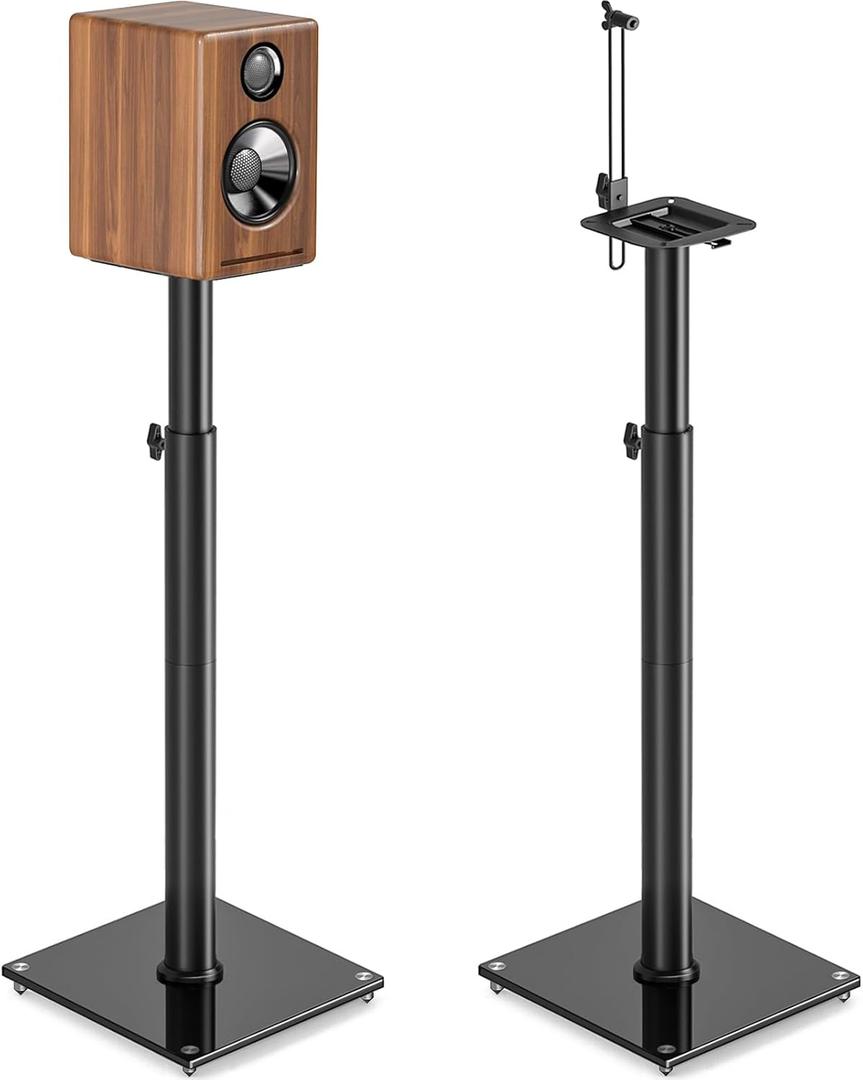 TVON Speaker Stand Height Adjustable from 32"-43" Bookshelf Speaker Stand Pair for Satellite Speakers with 360 Swivel, Ideal for Home Theater and Music Studio, Set of 2 for Bose Polk JBL Sony Yamaha (BLACK)