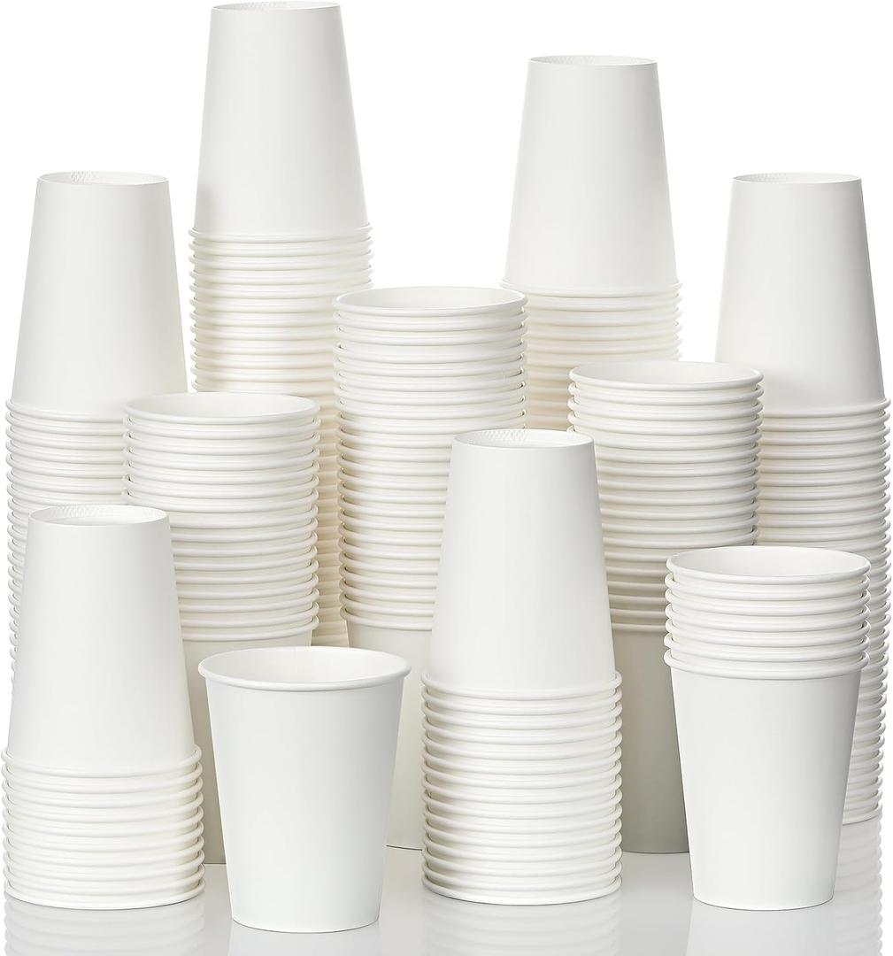 AOZITA 1200 Pack 12 oz Disposable Paper Coffee Cups, White Paper Hot/Cold Beverage Drinking Cup for Water, Juice, Coffee, Tea